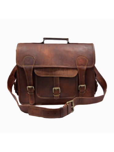 Brown Carryall Genuine Leather  Office Laptop Camera Lens KIt Photography Bag